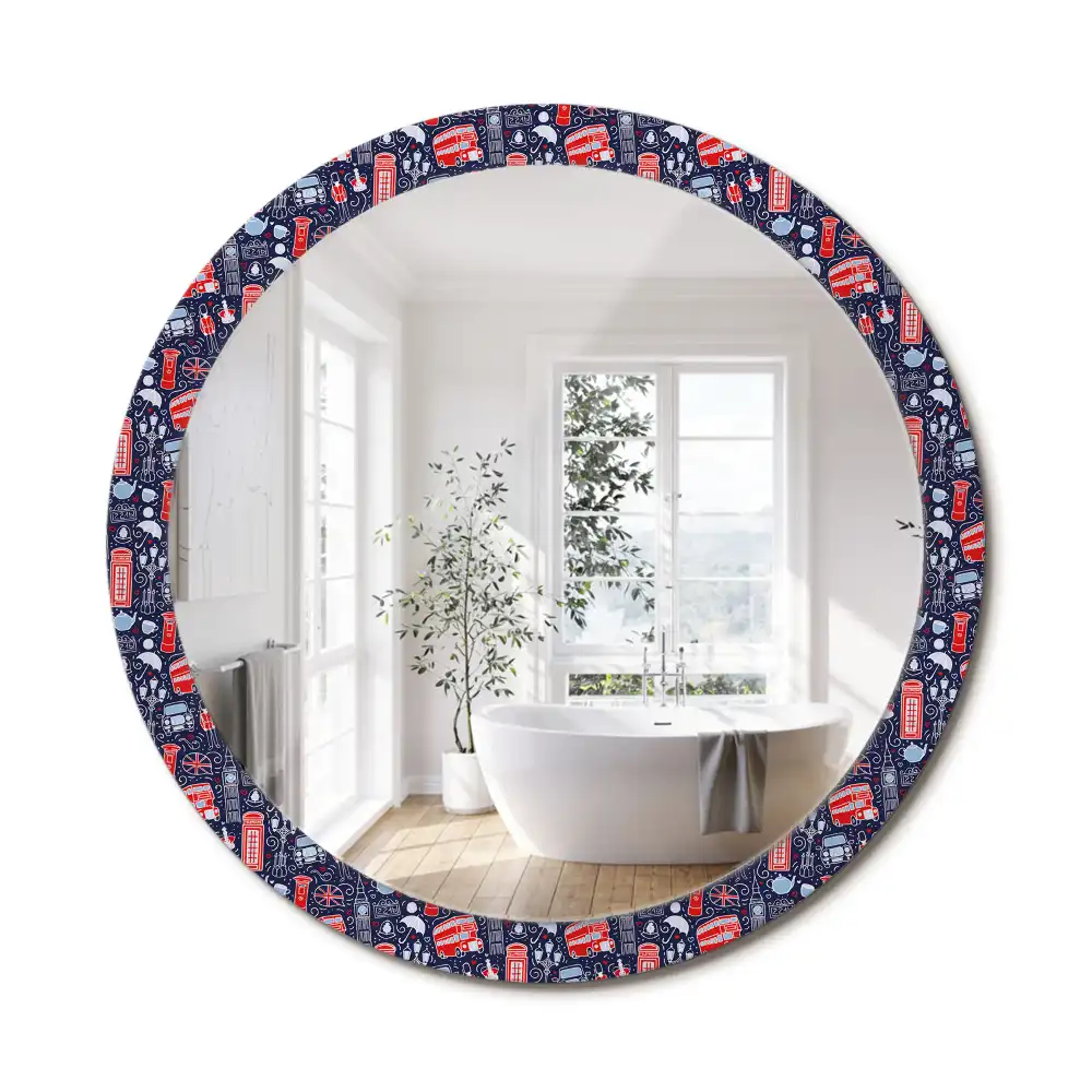 Miroir rond avec décoration motif londonien