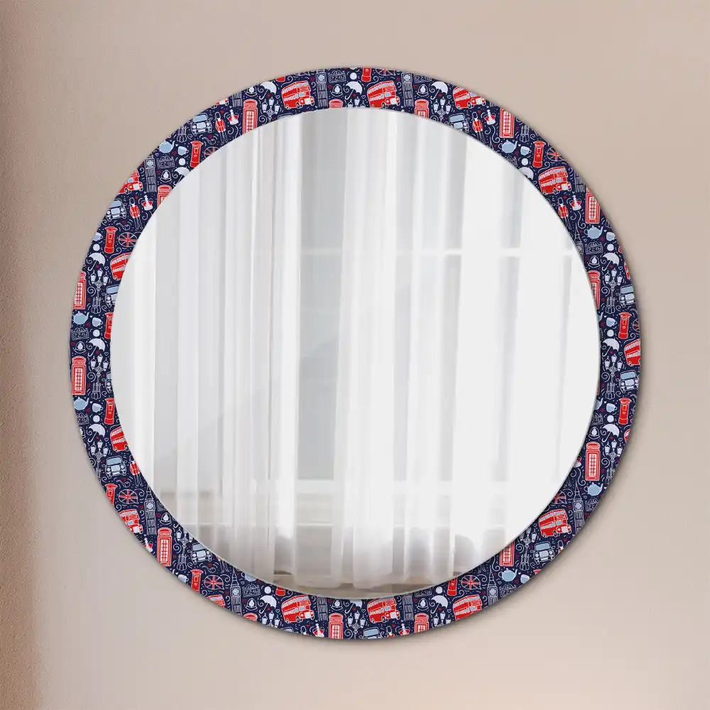 Miroir rond avec décoration motif londonien