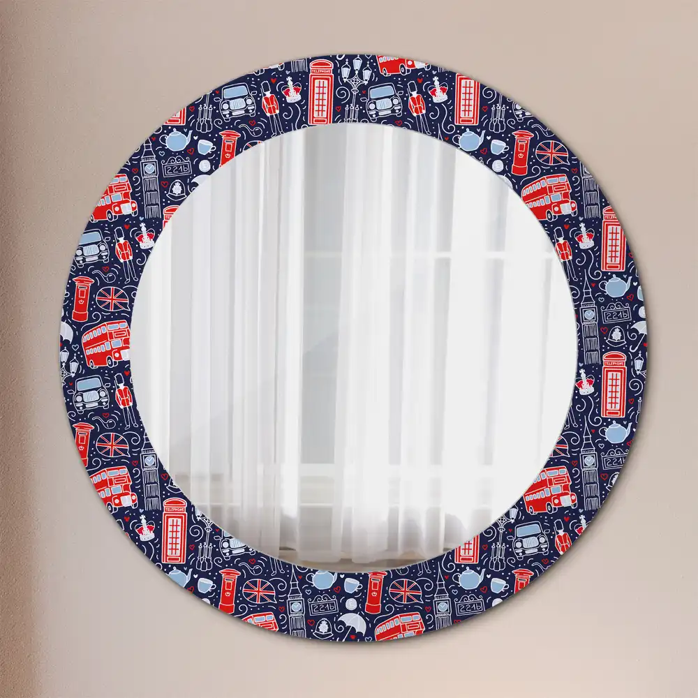 Miroir rond avec décoration motif londonien