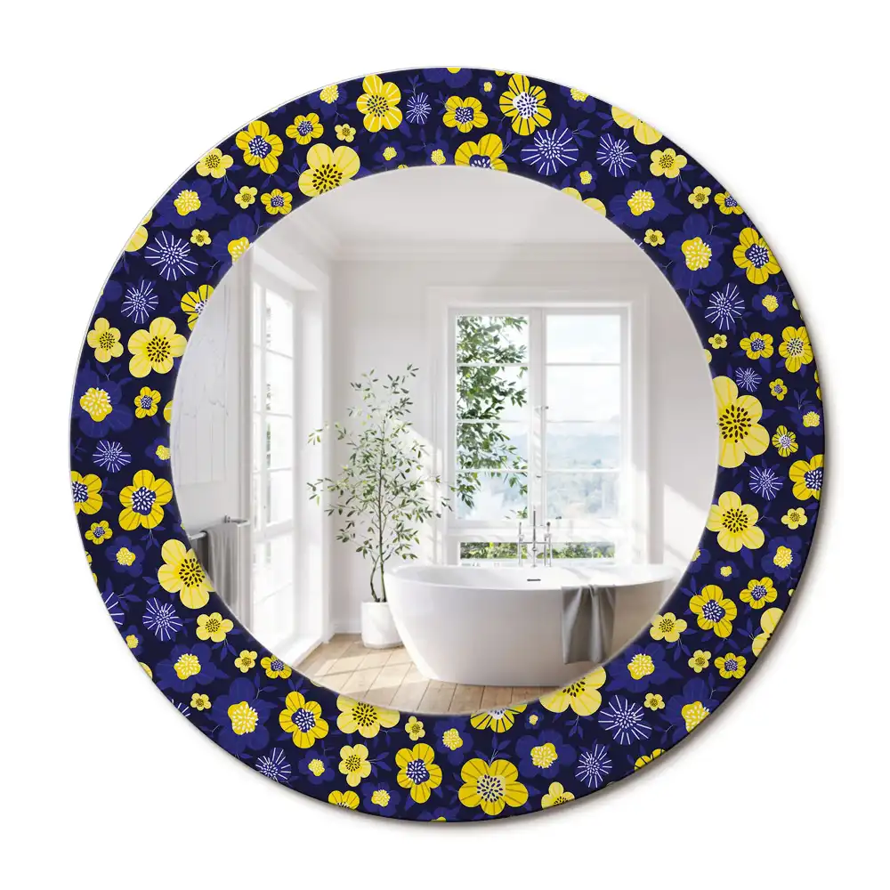 Miroir rond imprimé petites fleurs