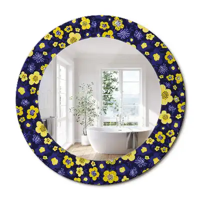 Miroir rond imprimé petites fleurs