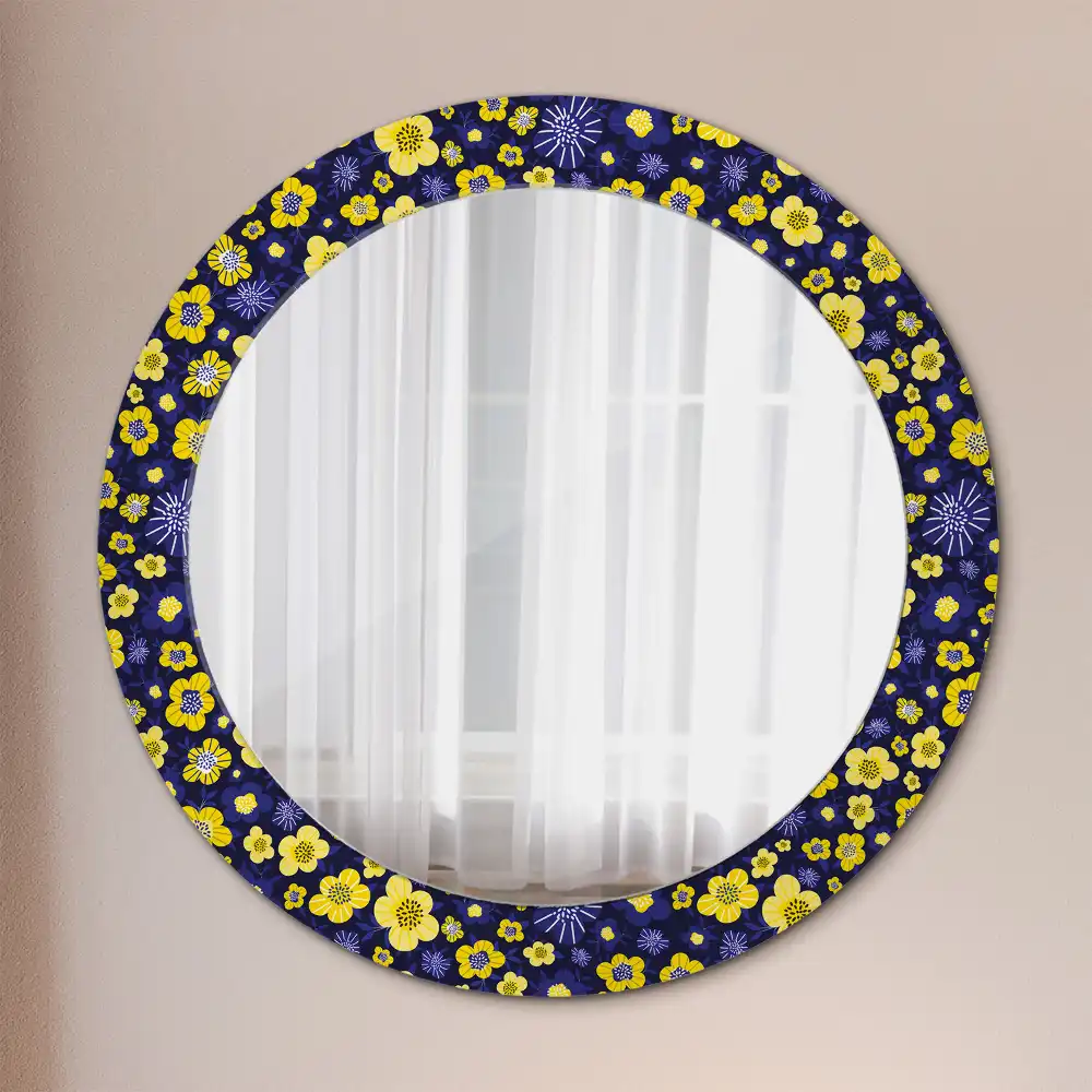 Miroir rond imprimé petites fleurs