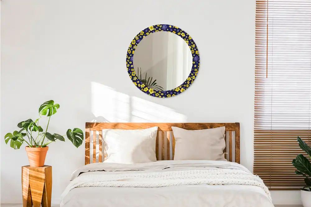 Miroir rond imprimé petites fleurs