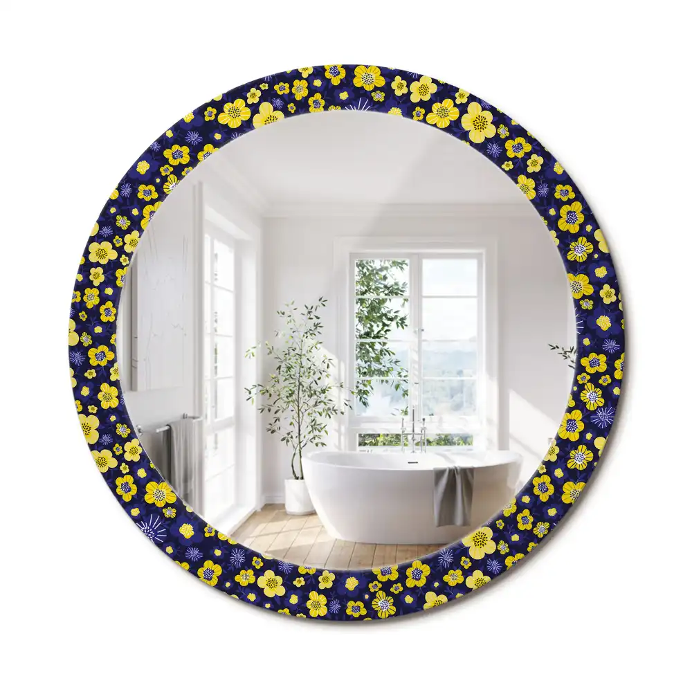Miroir rond imprimé petites fleurs