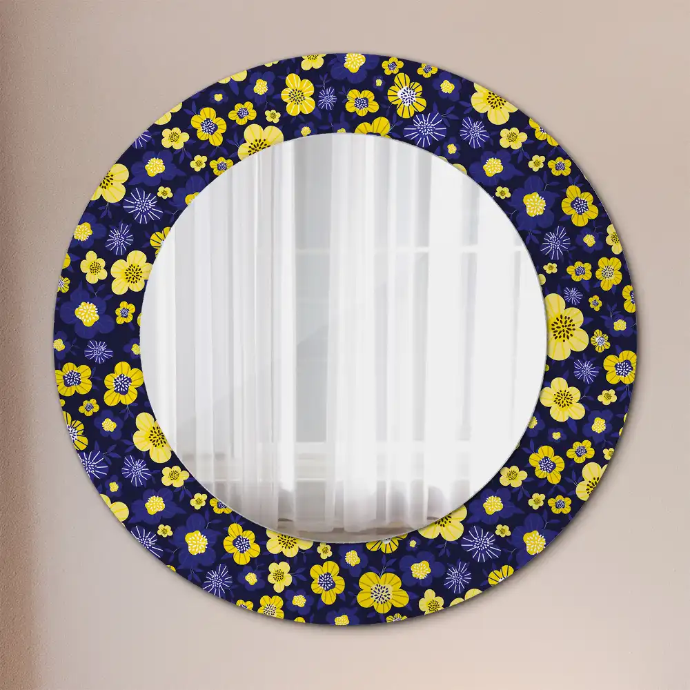 Miroir rond imprimé petites fleurs