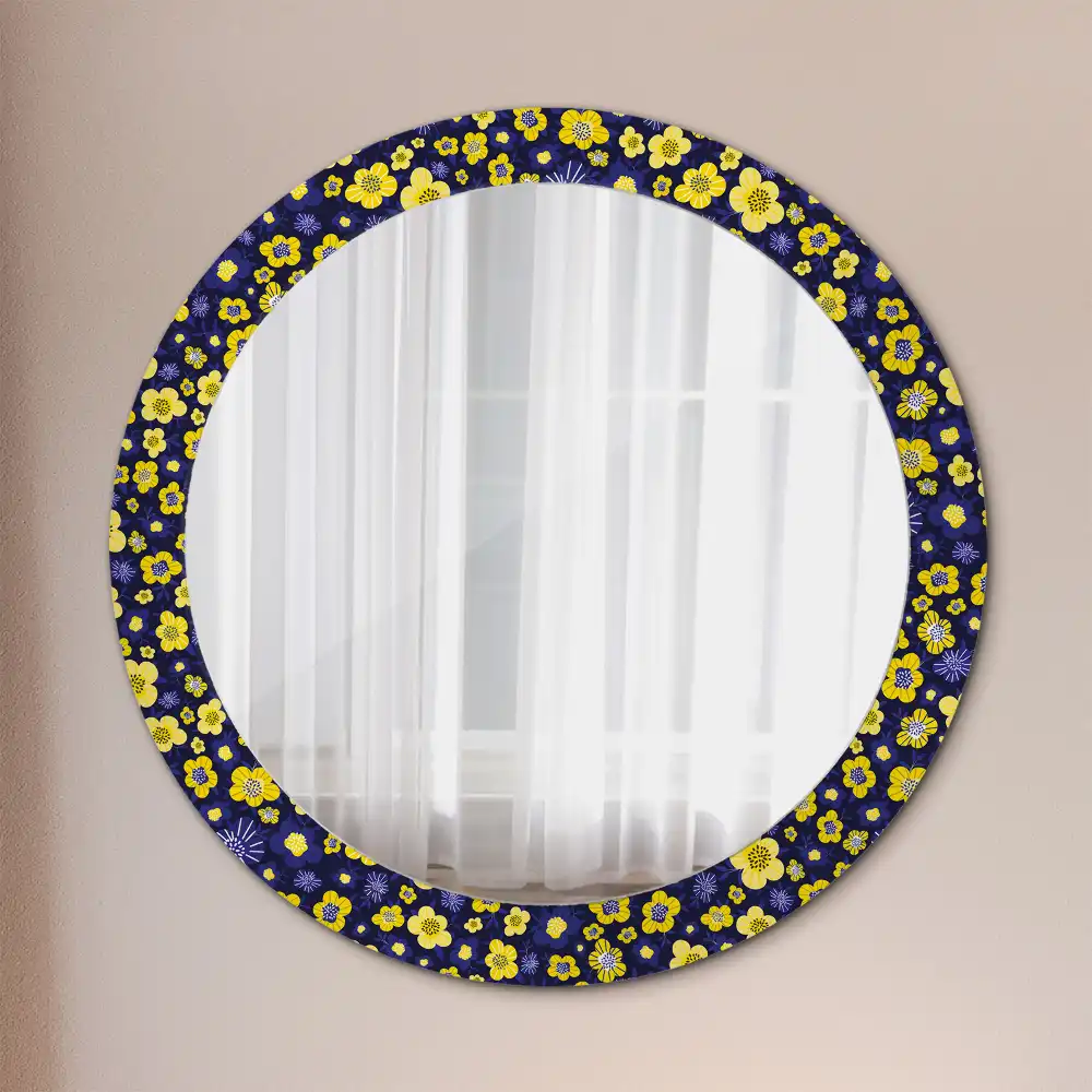 Miroir rond imprimé petites fleurs