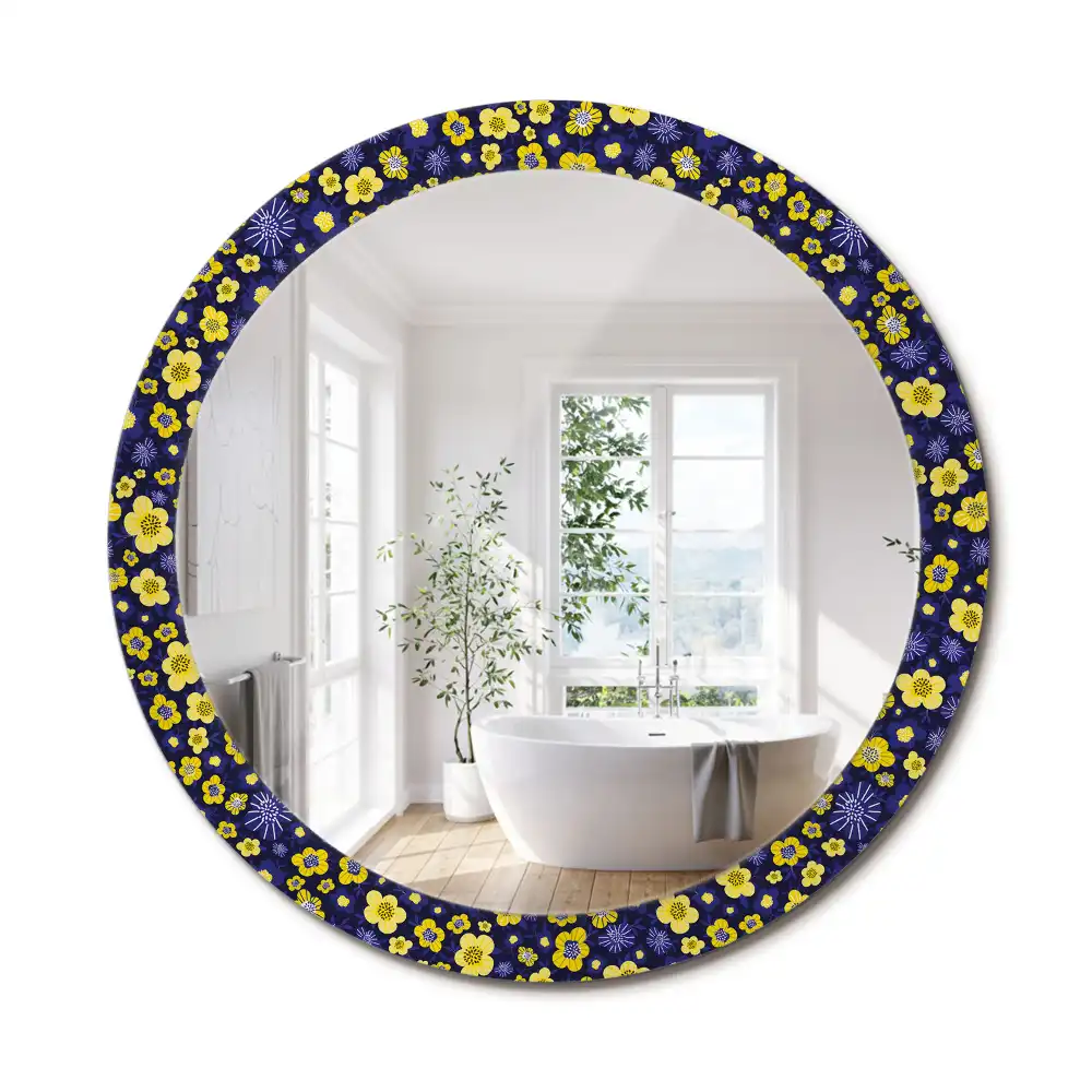 Miroir rond imprimé petites fleurs