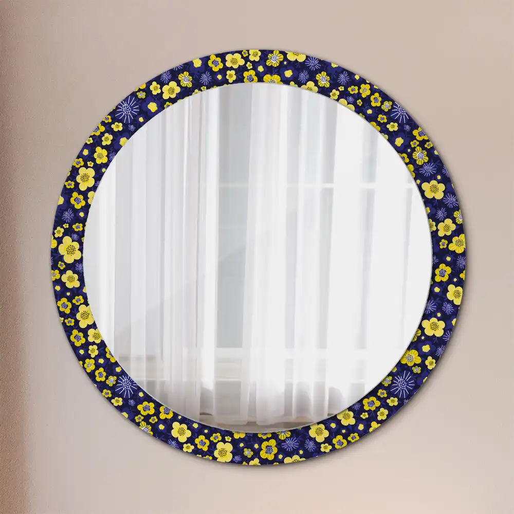 Miroir rond imprimé petites fleurs