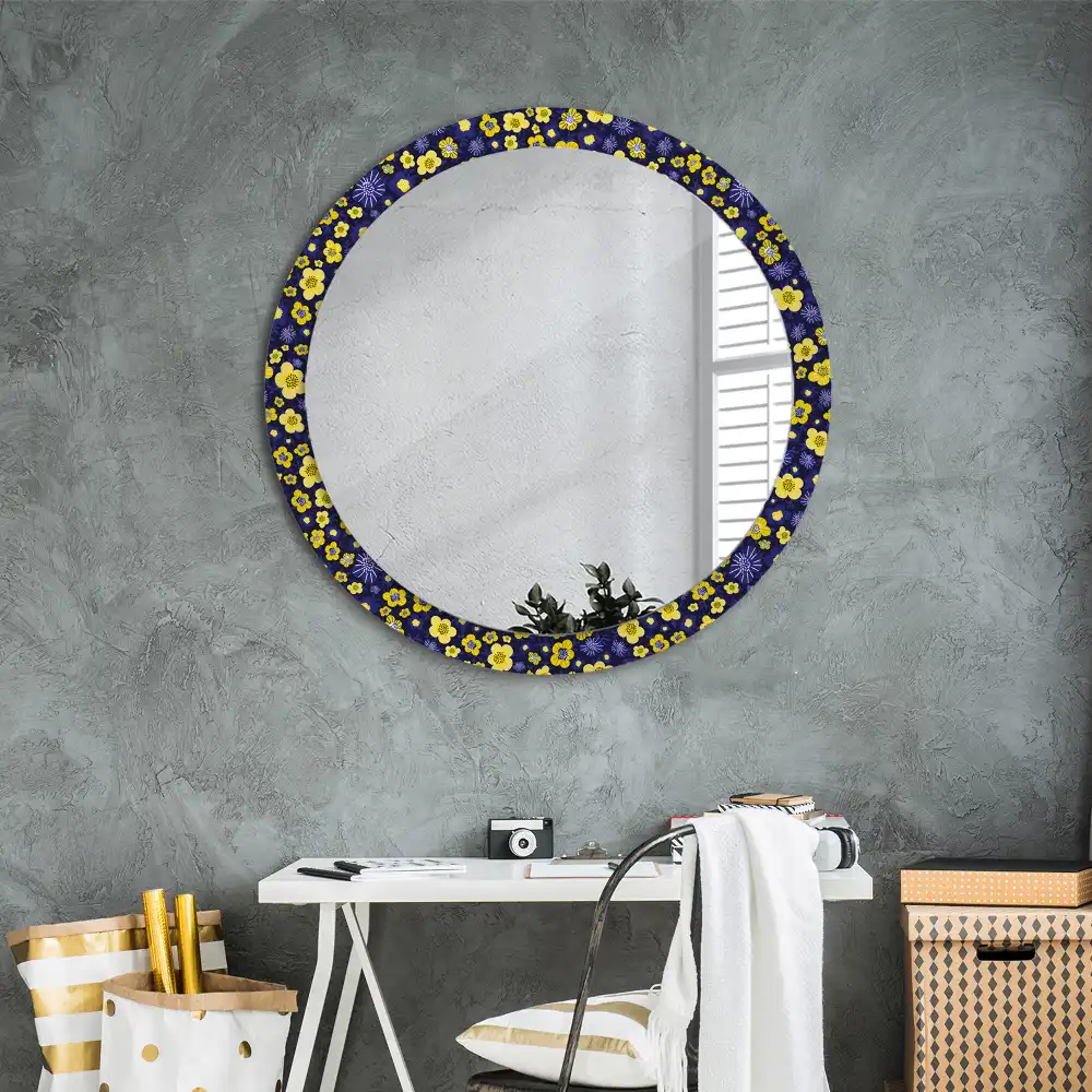 Miroir rond imprimé petites fleurs