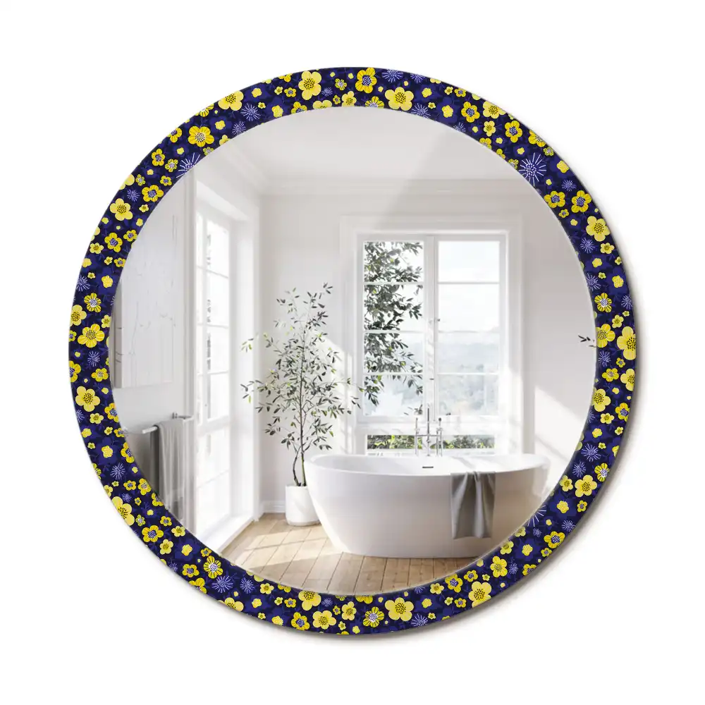 Miroir rond imprimé petites fleurs