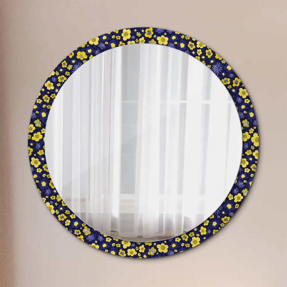 Miroir rond imprimé petites fleurs