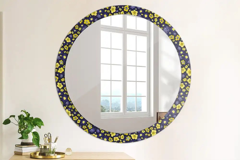 Miroir rond imprimé petites fleurs