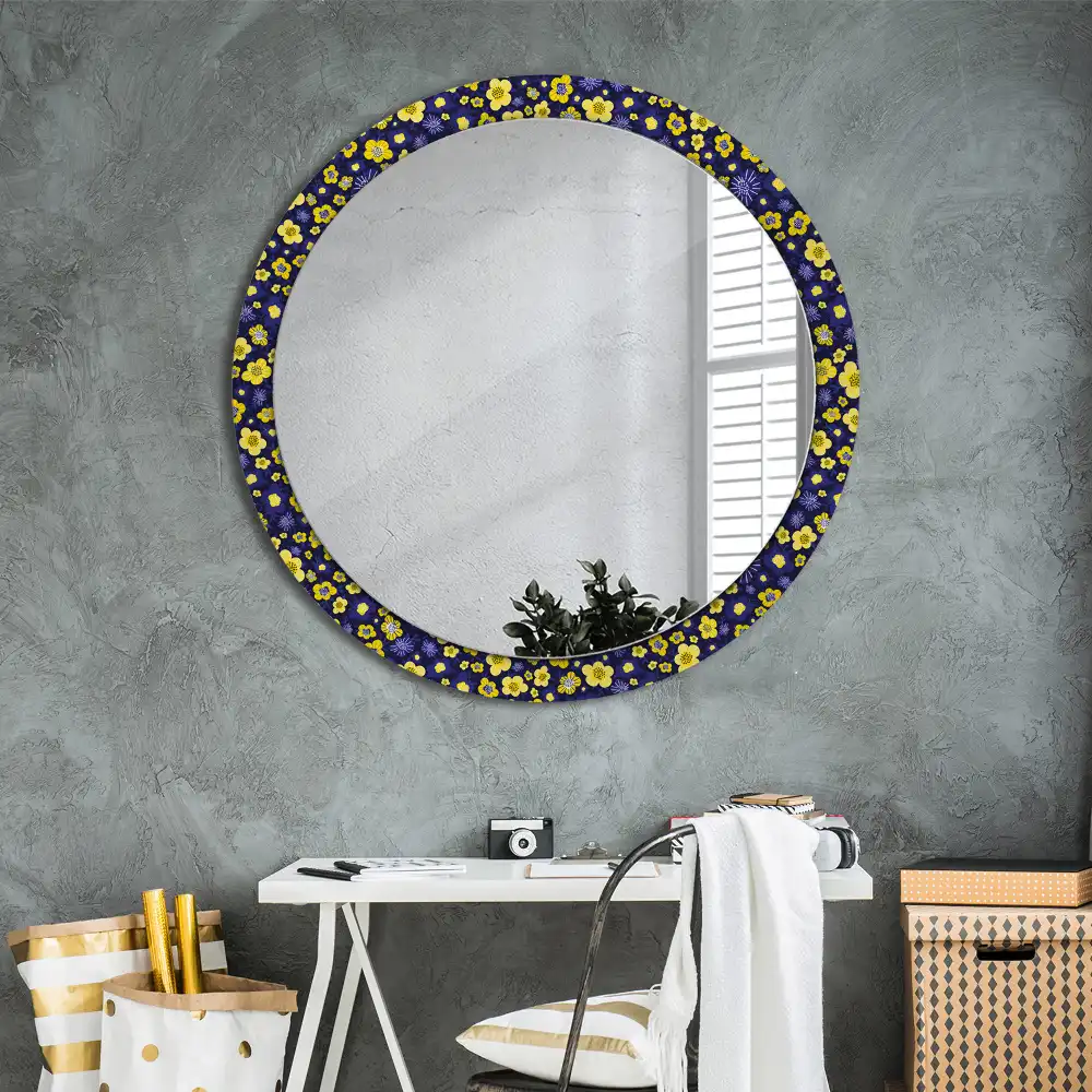 Miroir rond imprimé petites fleurs