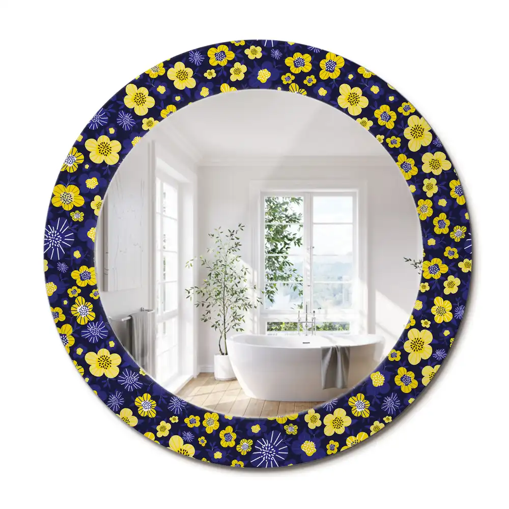 Miroir rond imprimé petites fleurs