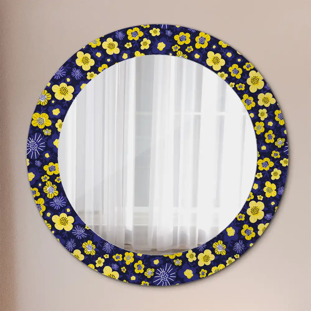 Miroir rond imprimé petites fleurs
