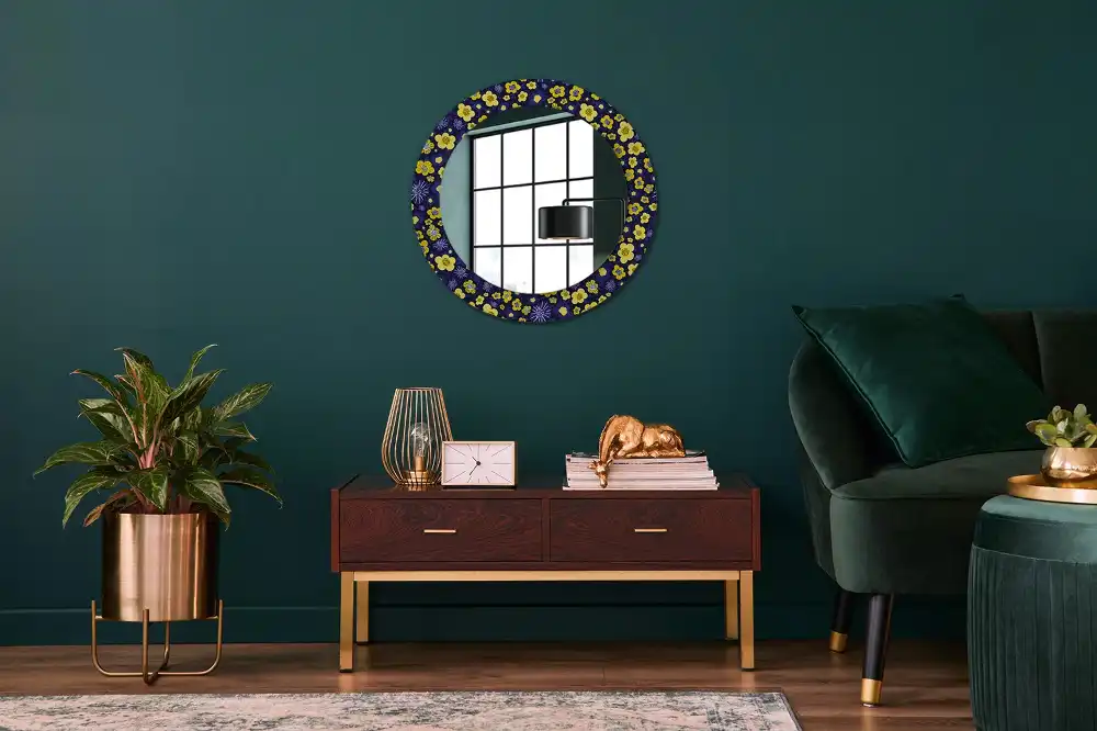 Miroir rond imprimé petites fleurs