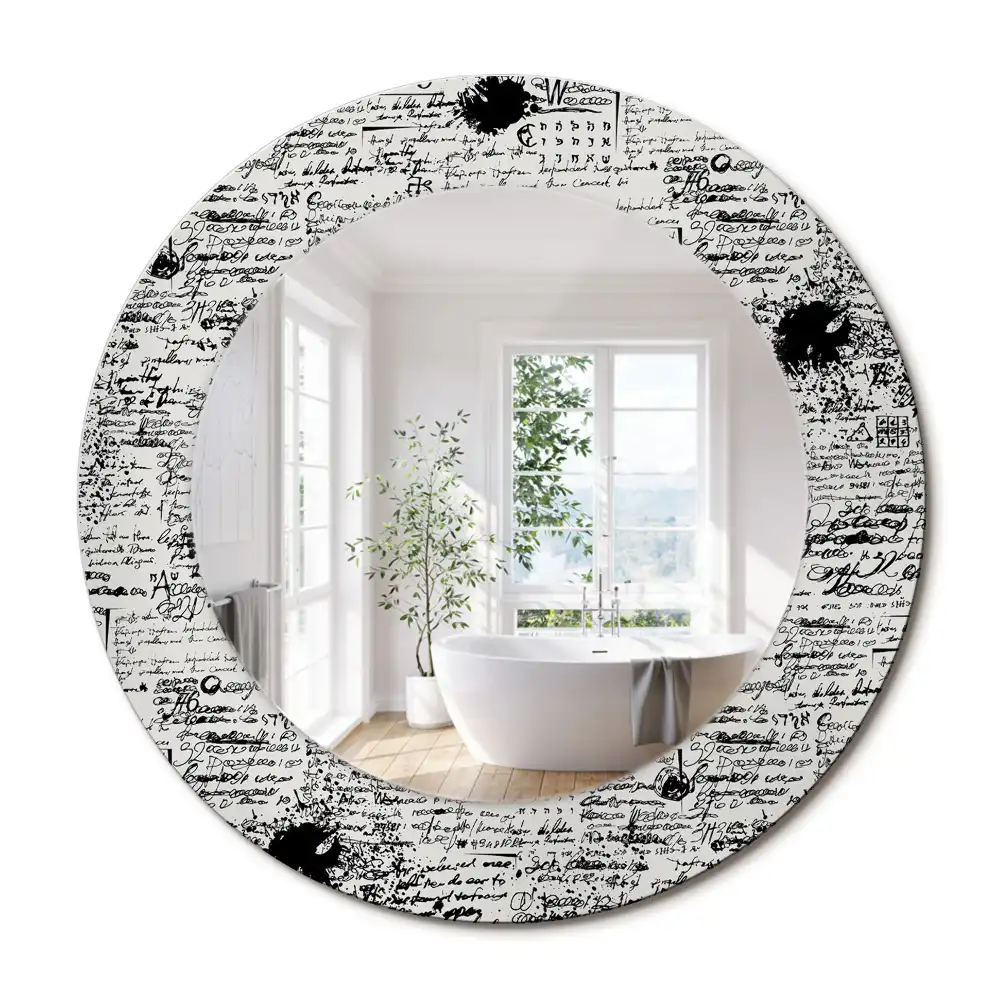 Miroir rond cadre avec impression croquis