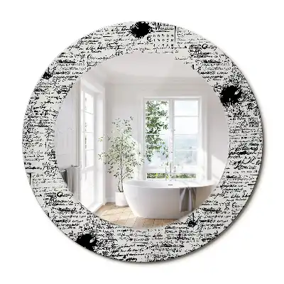 Miroir rond cadre avec impression croquis