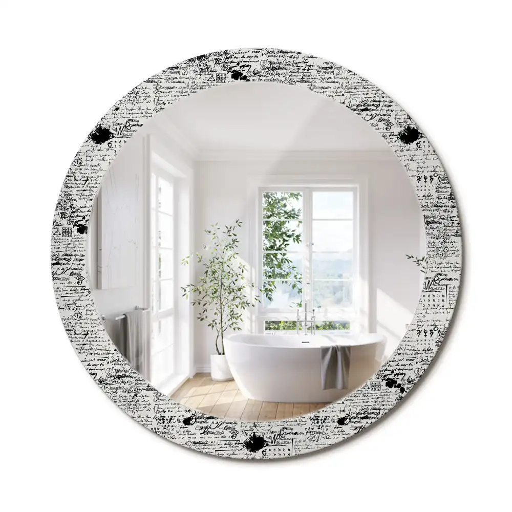 Miroir rond cadre avec impression croquis
