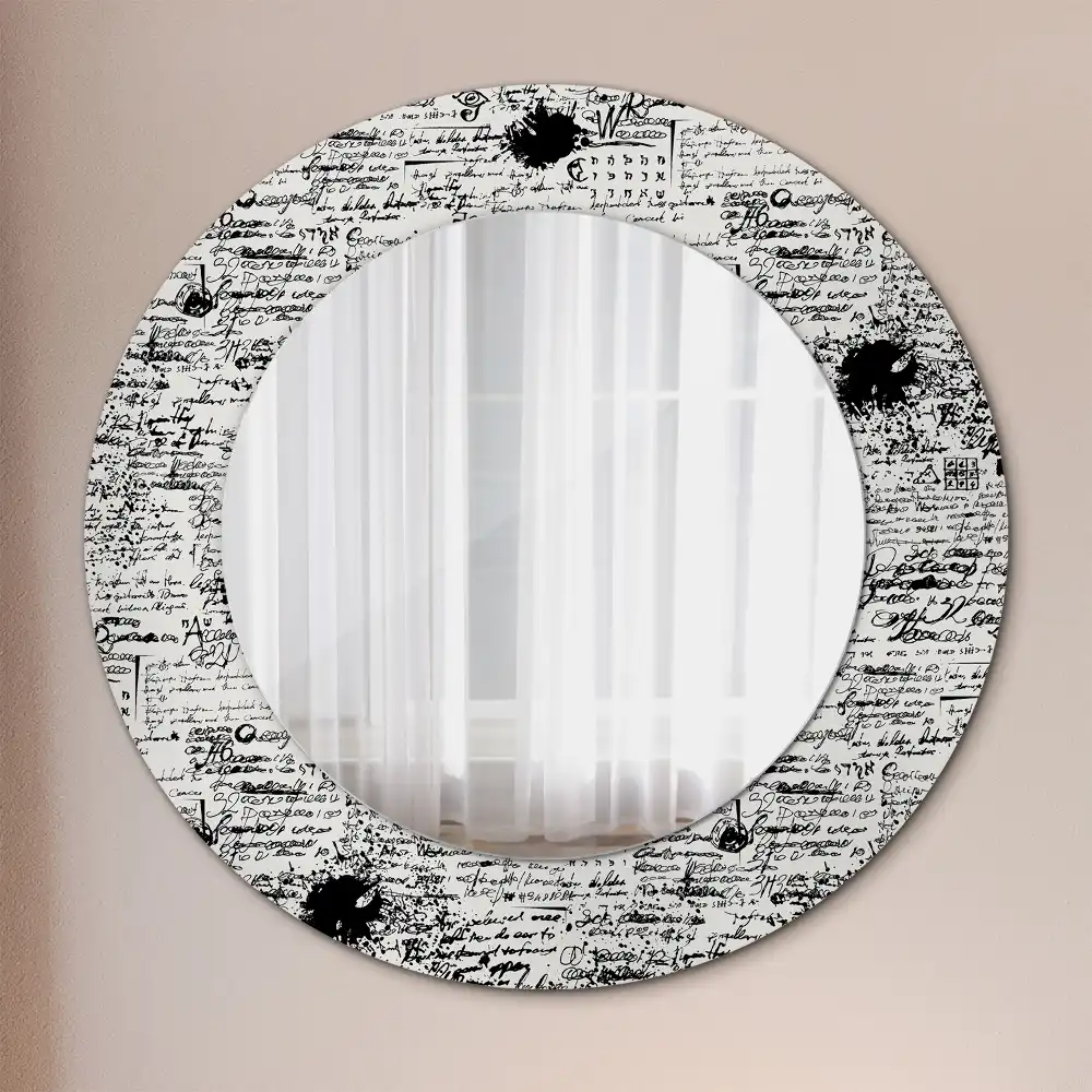Miroir rond cadre avec impression croquis
