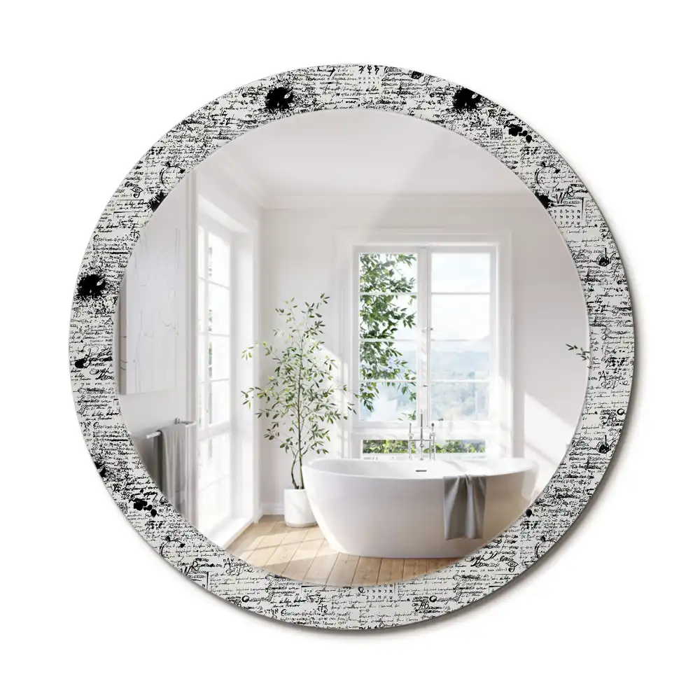 Miroir rond cadre avec impression croquis