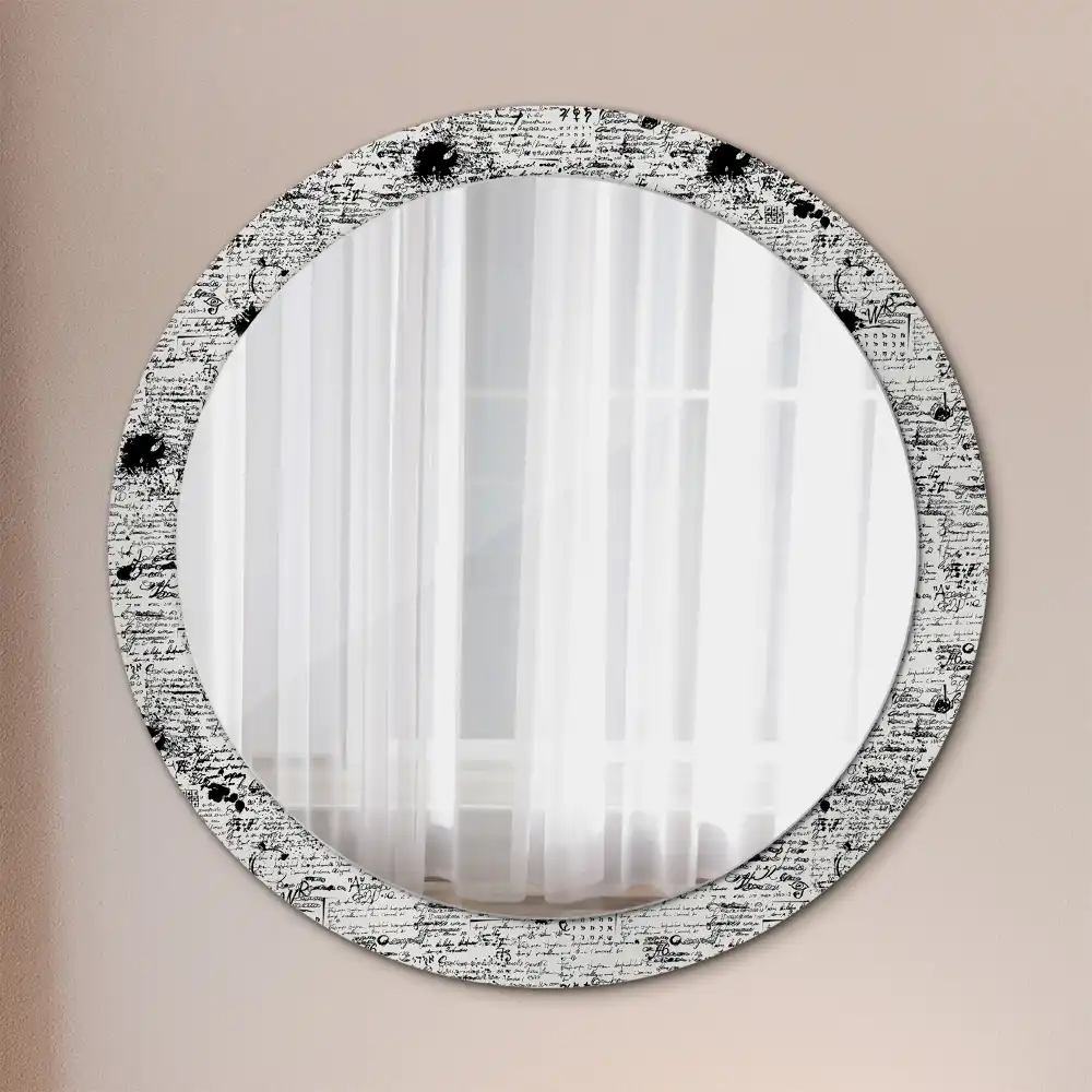Miroir rond cadre avec impression croquis