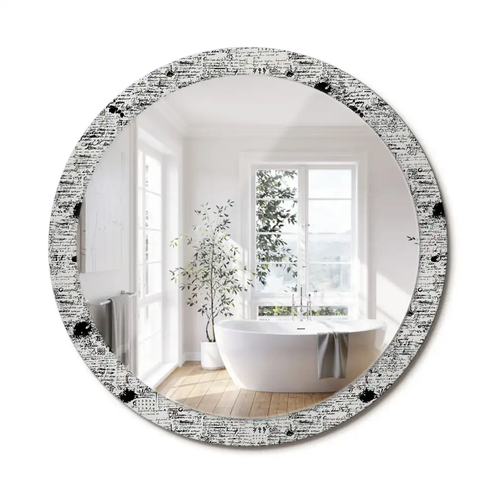 Miroir rond cadre avec impression croquis