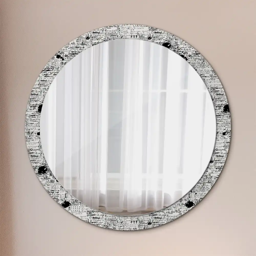 Miroir rond cadre avec impression croquis