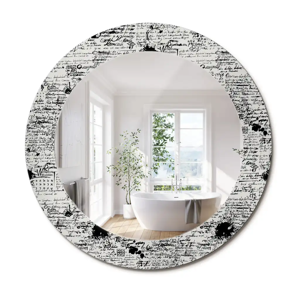 Miroir rond cadre avec impression croquis