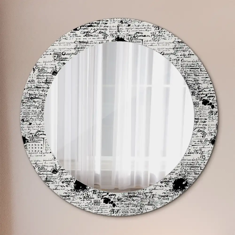 Miroir rond cadre avec impression croquis