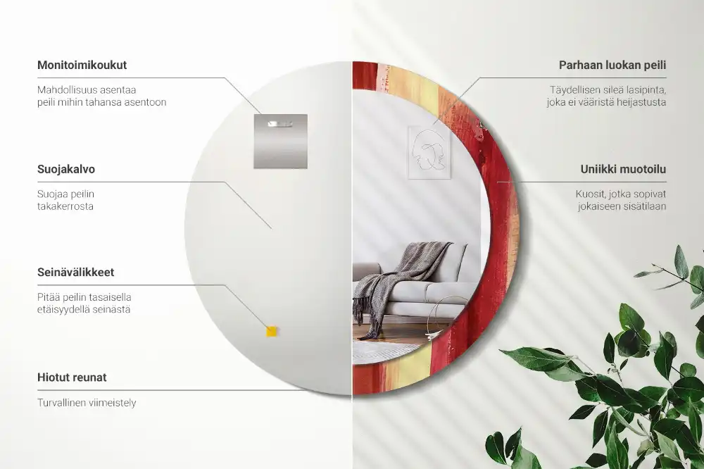 Miroir rond imprimé tableau abstrait