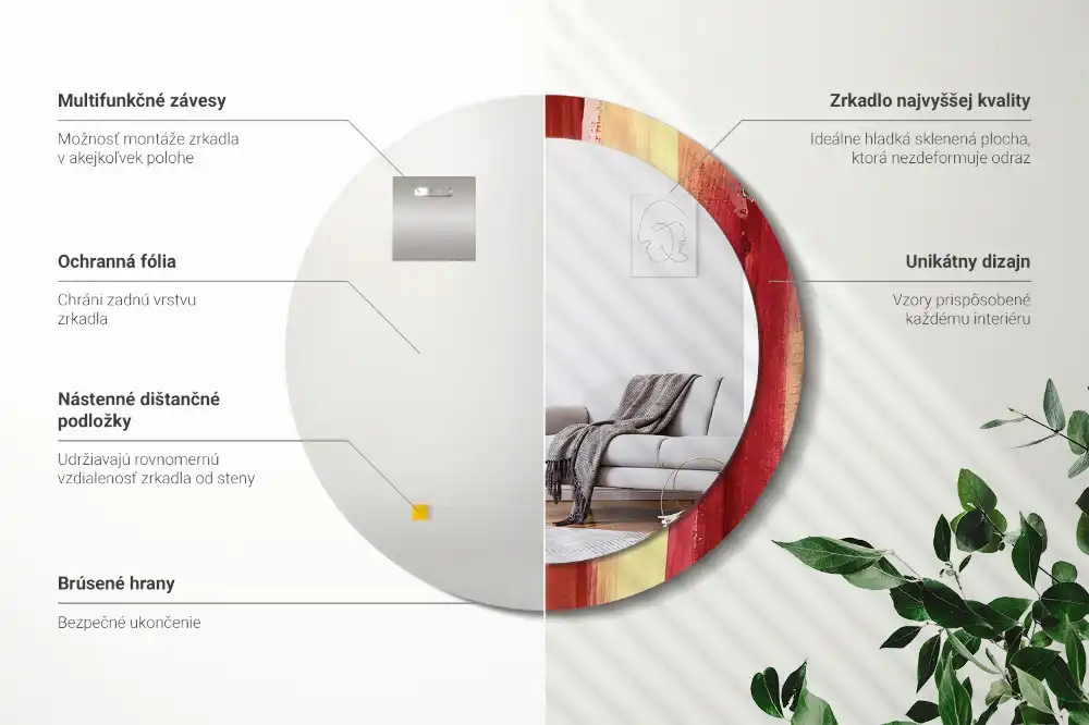 Miroir rond imprimé tableau abstrait
