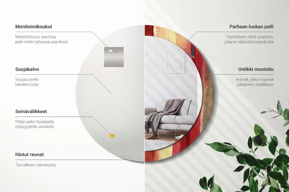 Miroir rond imprimé tableau abstrait