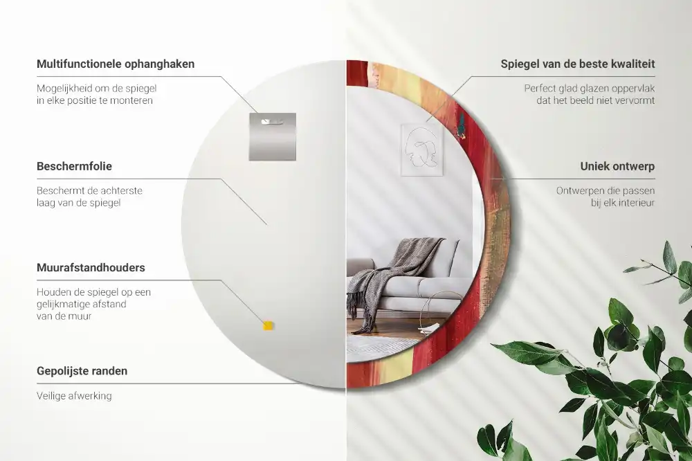 Miroir rond imprimé tableau abstrait