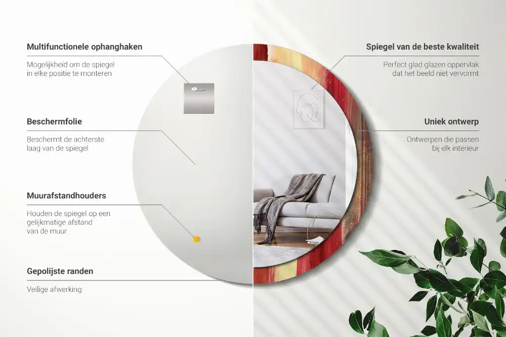 Miroir rond imprimé tableau abstrait