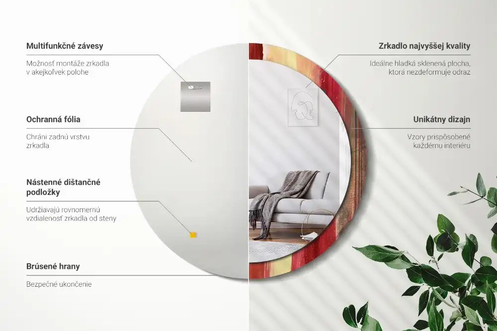 Miroir rond imprimé tableau abstrait