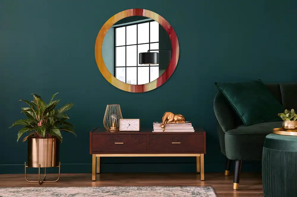 Miroir rond imprimé tableau abstrait