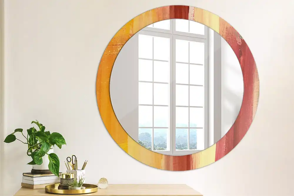 Miroir rond imprimé tableau abstrait
