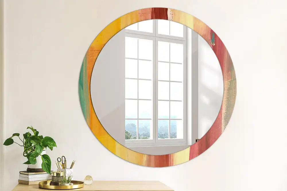 Miroir rond imprimé tableau abstrait