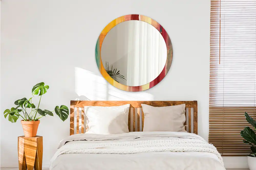 Miroir rond imprimé tableau abstrait