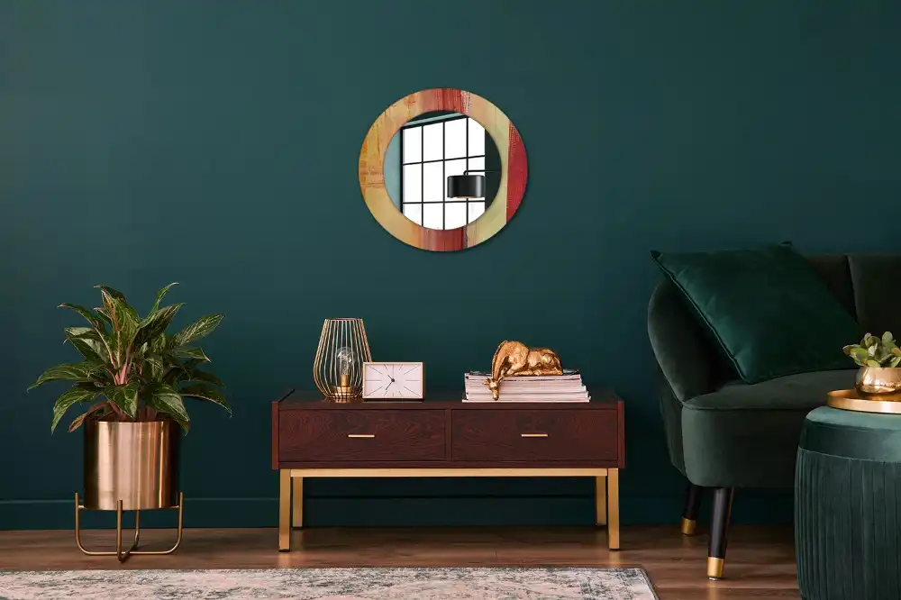 Miroir rond imprimé tableau abstrait