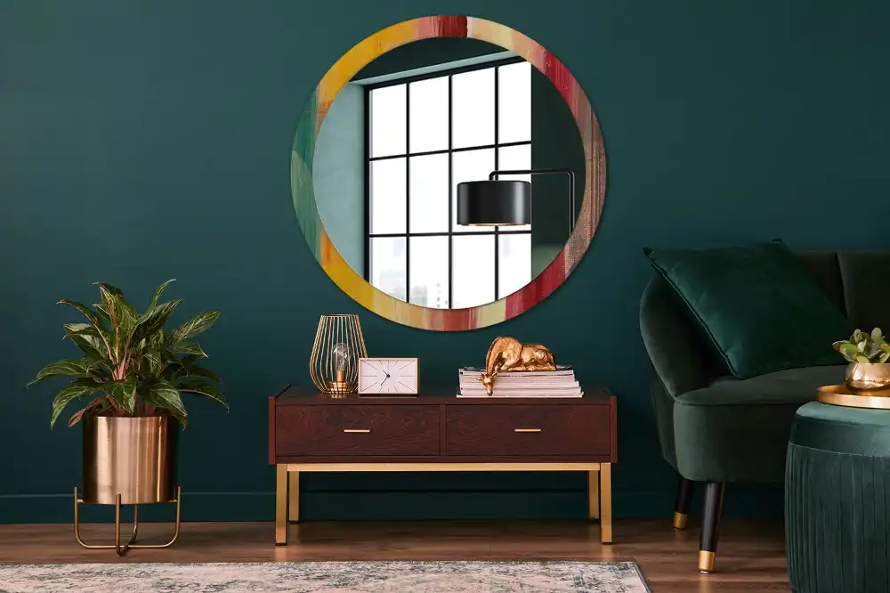 Miroir rond imprimé tableau abstrait