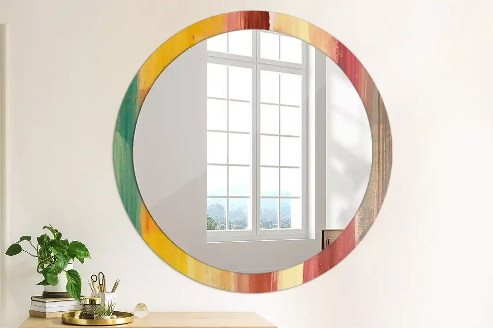 Miroir rond imprimé tableau abstrait