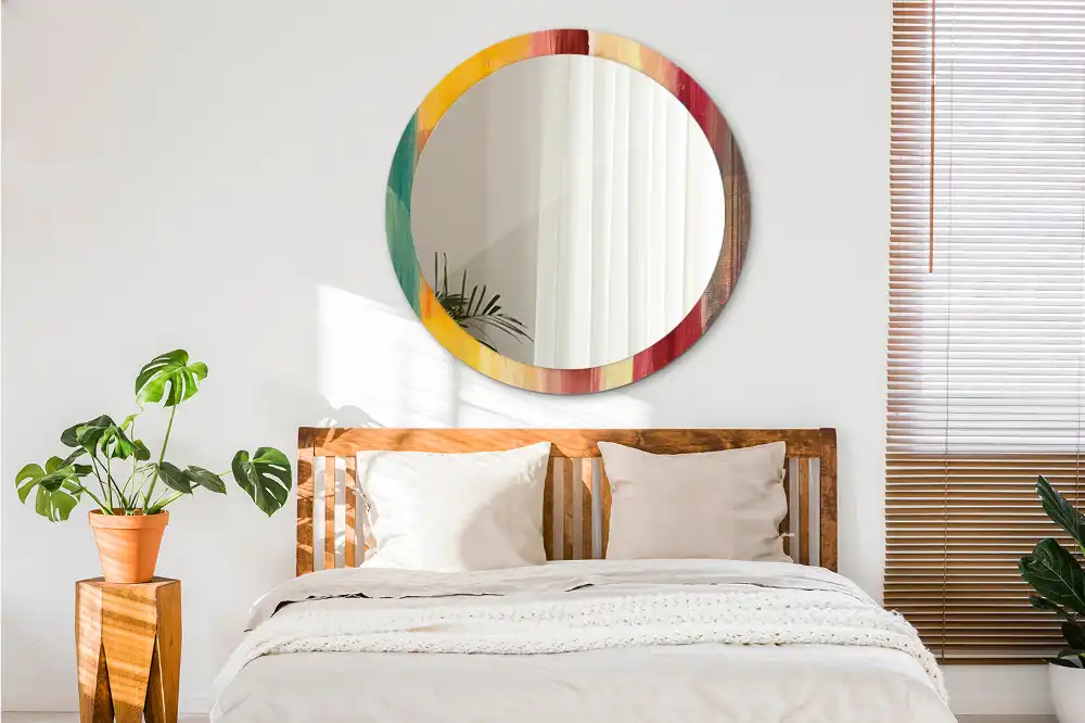 Miroir rond imprimé tableau abstrait