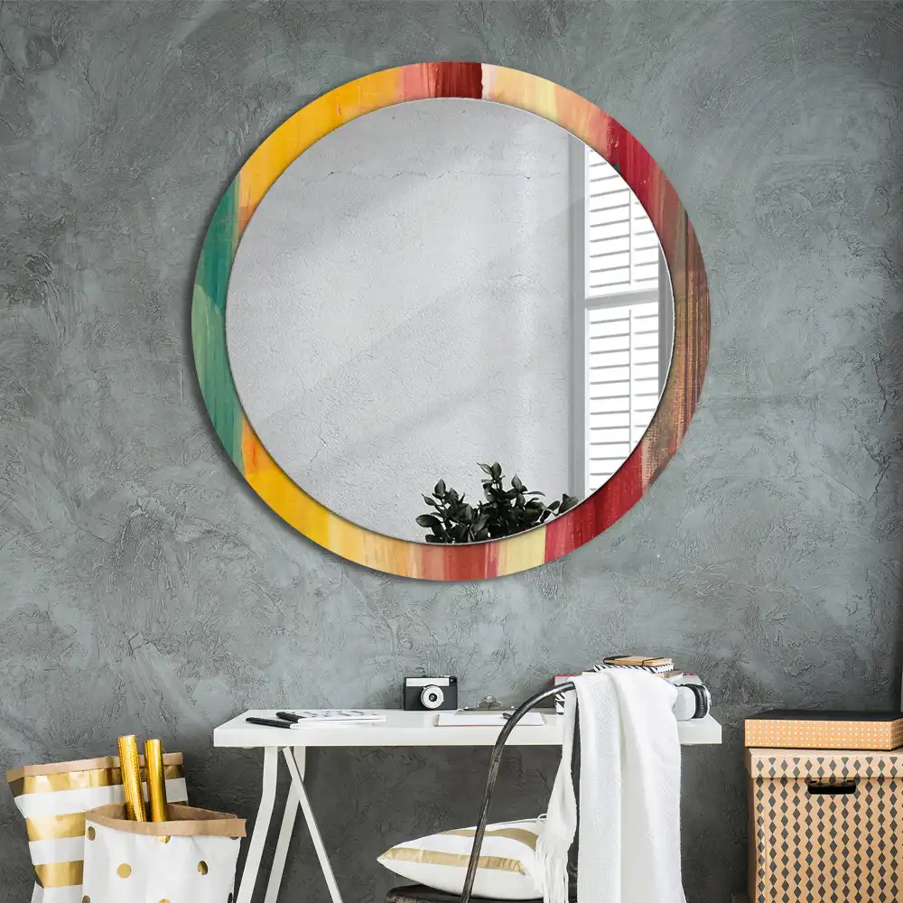 Miroir rond imprimé tableau abstrait