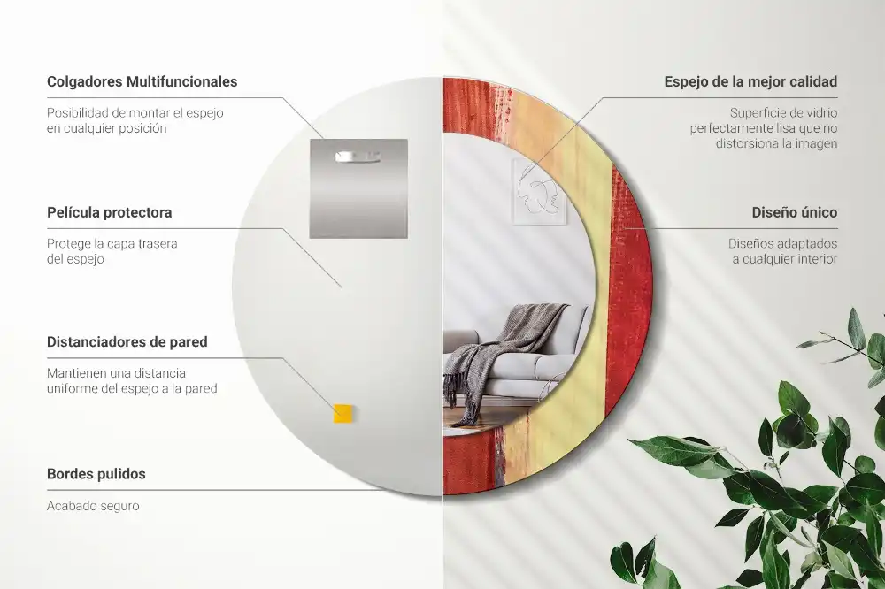 Miroir rond imprimé tableau abstrait