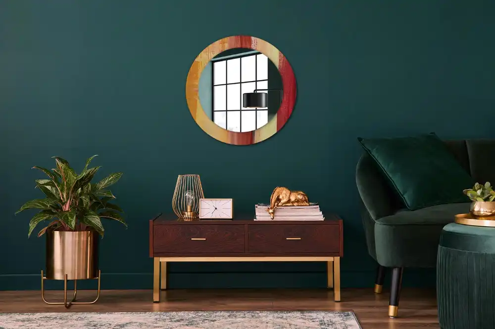 Miroir rond imprimé tableau abstrait