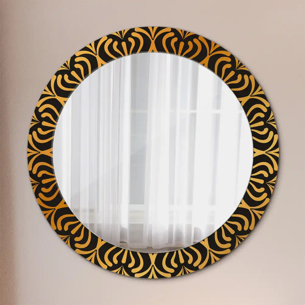 Miroir rond cadre imprimé motif mandala