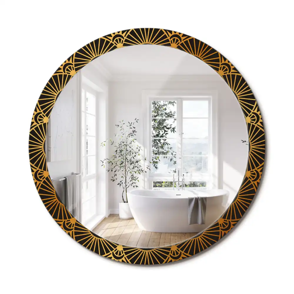 Miroir rond cadre imprimé motif mandala