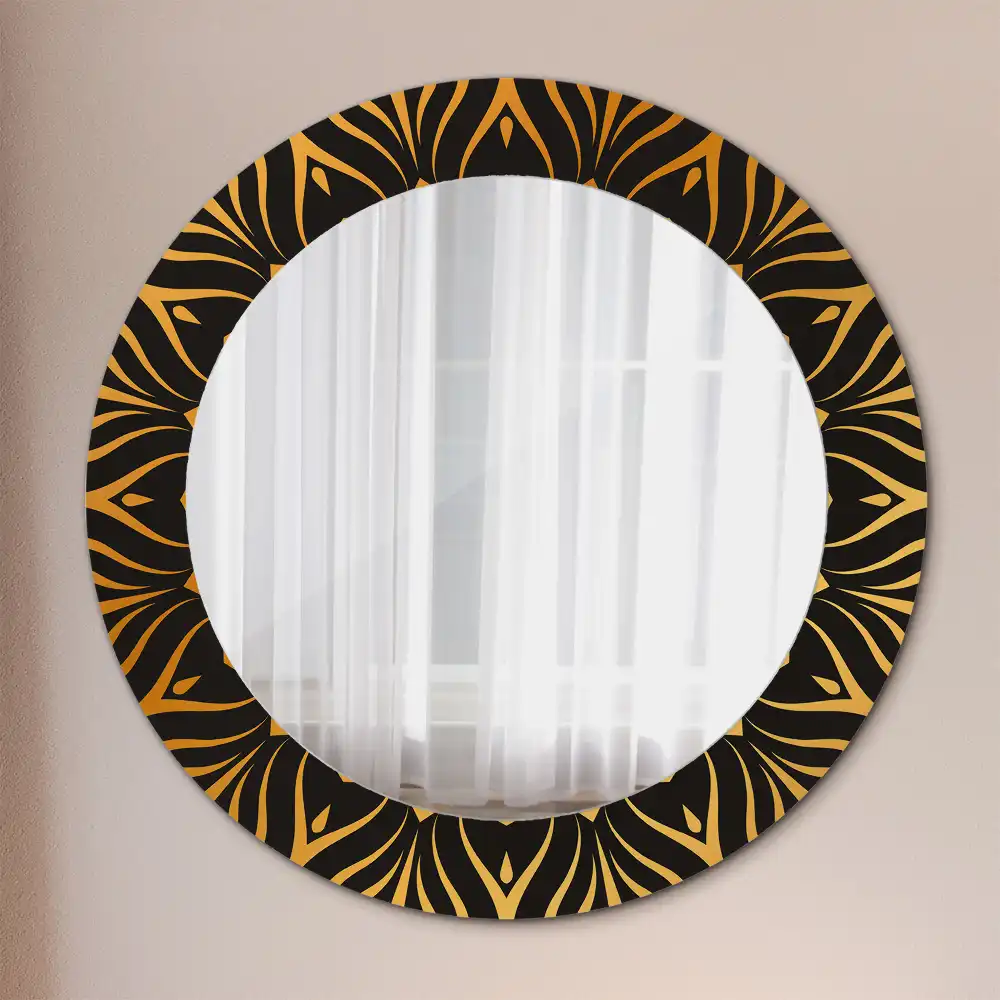 Miroir rond cadre imprimé motif mandala